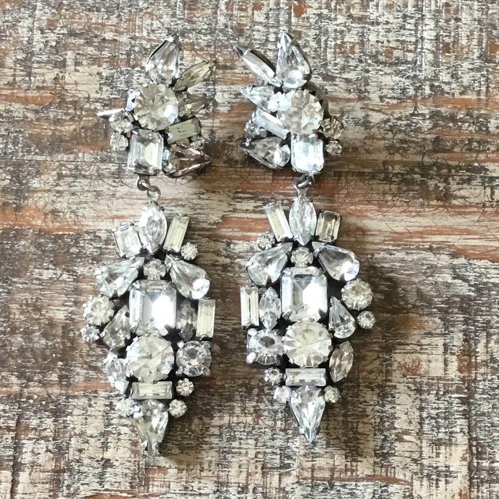 DANNIJO Crystal Rhinestone Statement Earrings NO BACKS - Picture 2 of 8